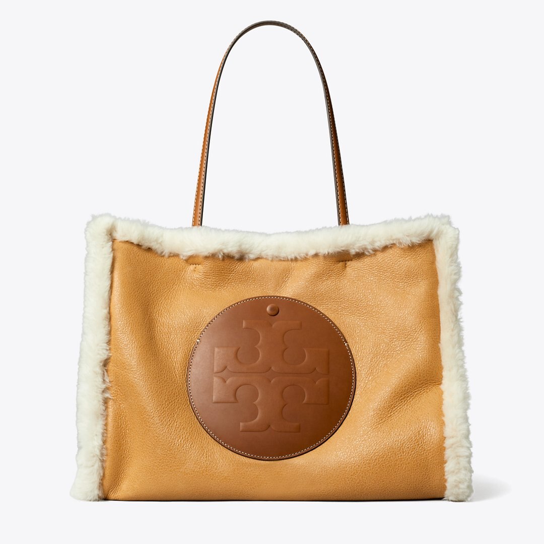 Tory Burch Ella Shearling Tote LIGHT NATURAL / Brown