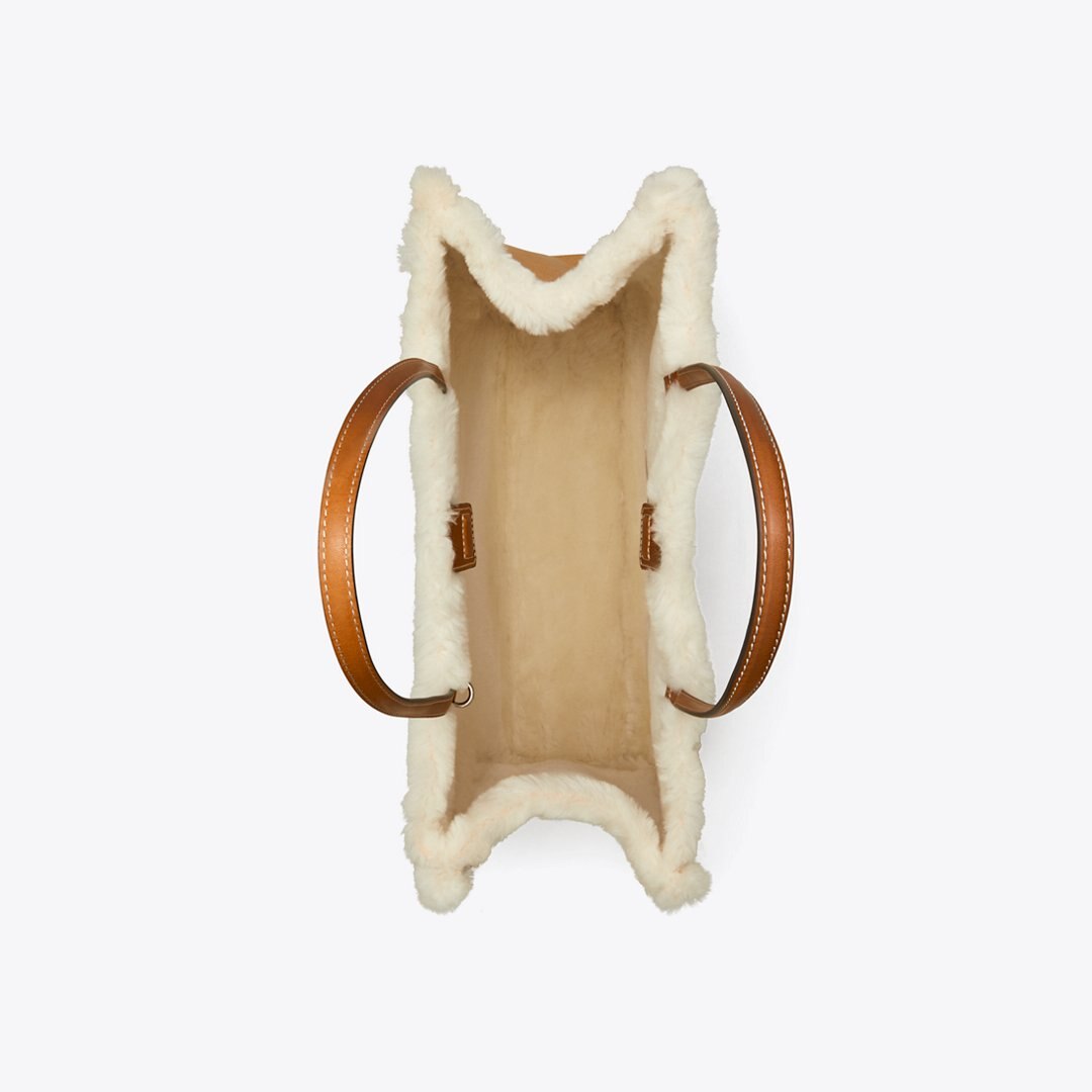 Tory Burch Ella Shearling Tote LIGHT NATURAL / Brown