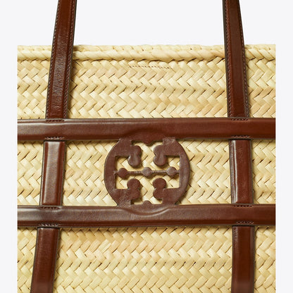 Tory Burch Ella Straw Basket Classic Cuoio