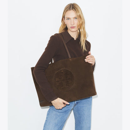 Tory Burch Ella Suede Tote Pine Bark