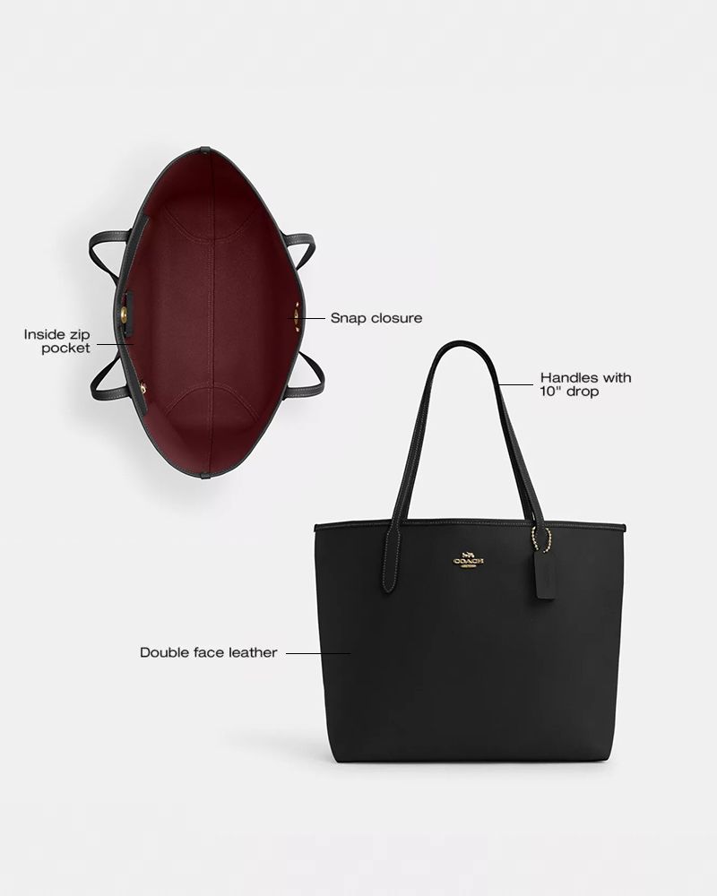 Coach City Tote Bag Gold Black