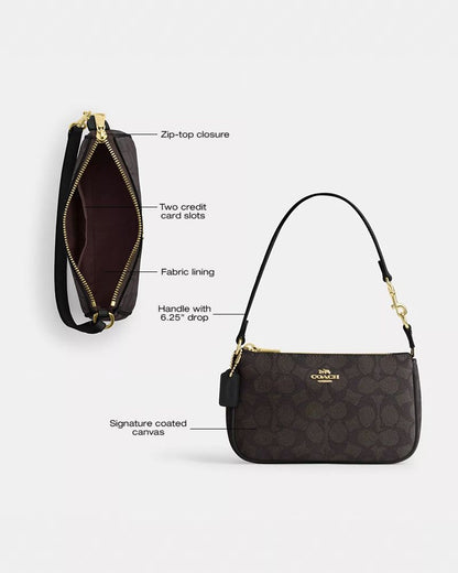 Coach Nolita 19 In Signature Canvas Gold Walnut Black