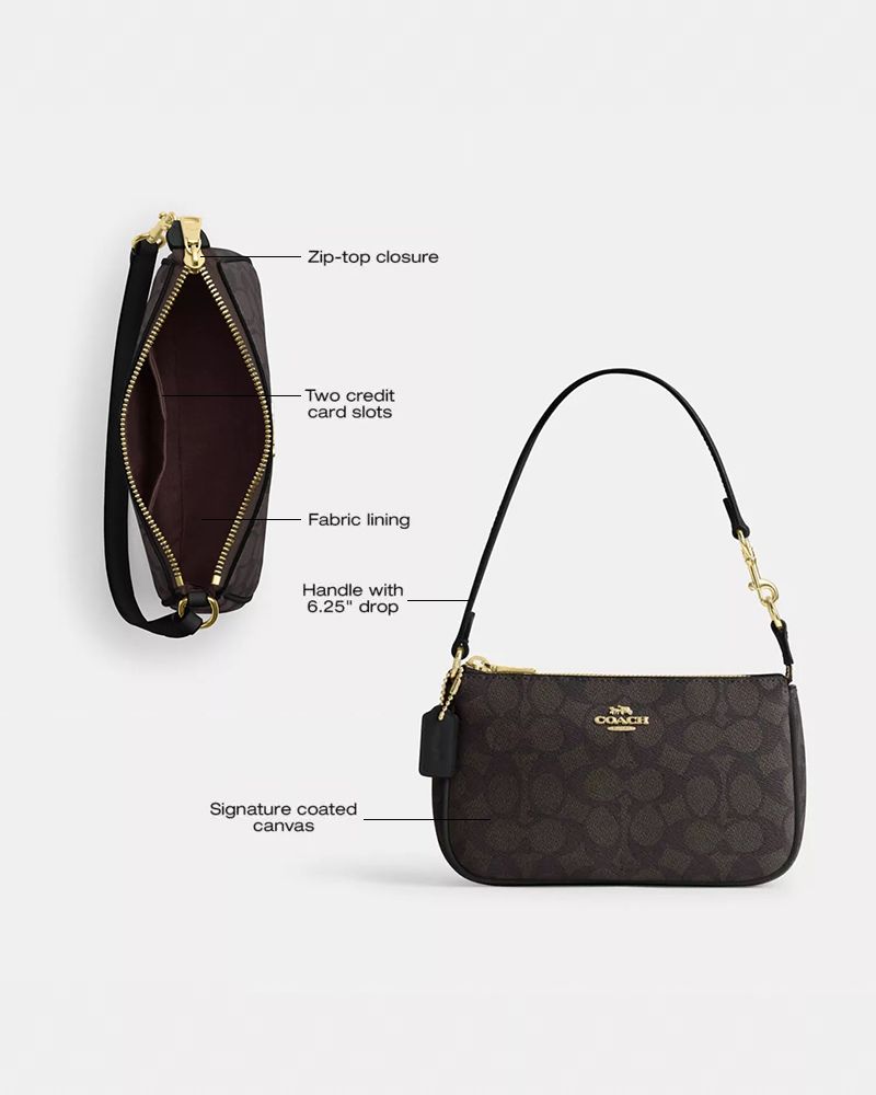 Coach Nolita 19 In Signature Canvas Gold Walnut Black