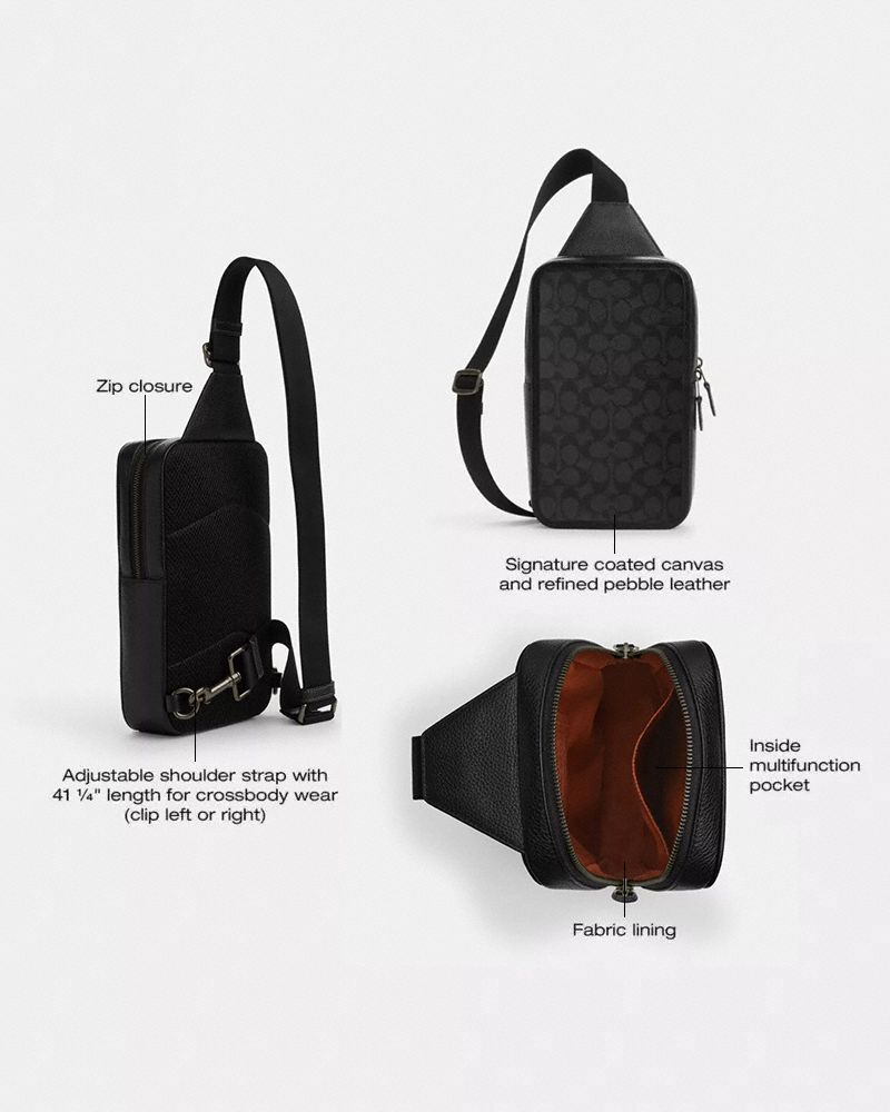 Coach Sullivan Pack In Signature Canvas Gunmetal Charcoal Black