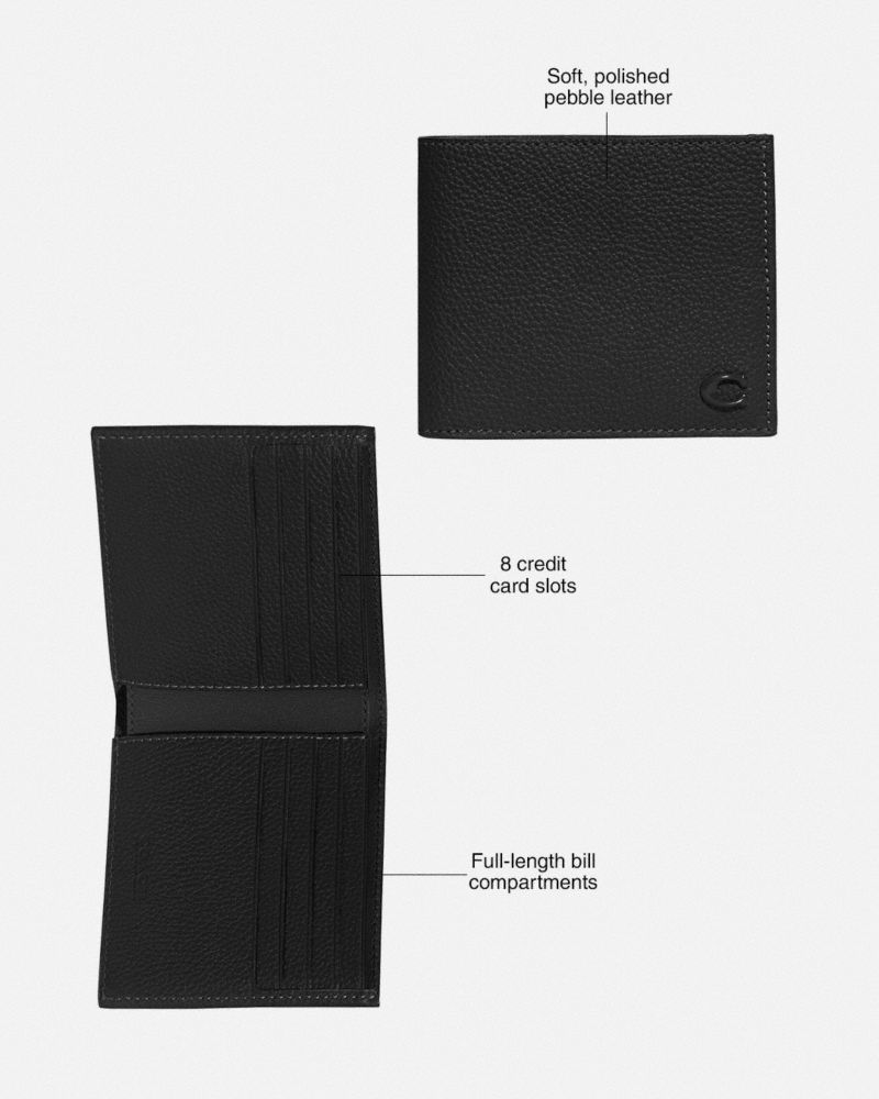Coach 3 In 1 Wallet With Signature Canvas Interior Black