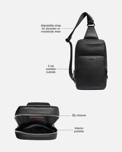 Coach Gotham Pack In Signature Canvas Black Copper Charcoal Black