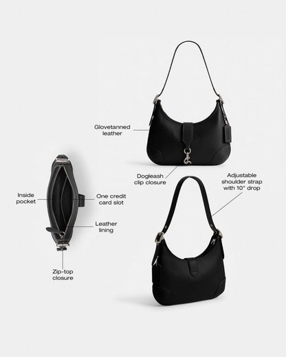 Coach Hamptons Hobo Bag Silver Black