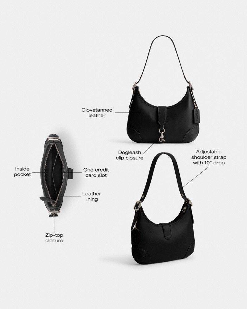 Coach Hamptons Hobo Bag Silver Black