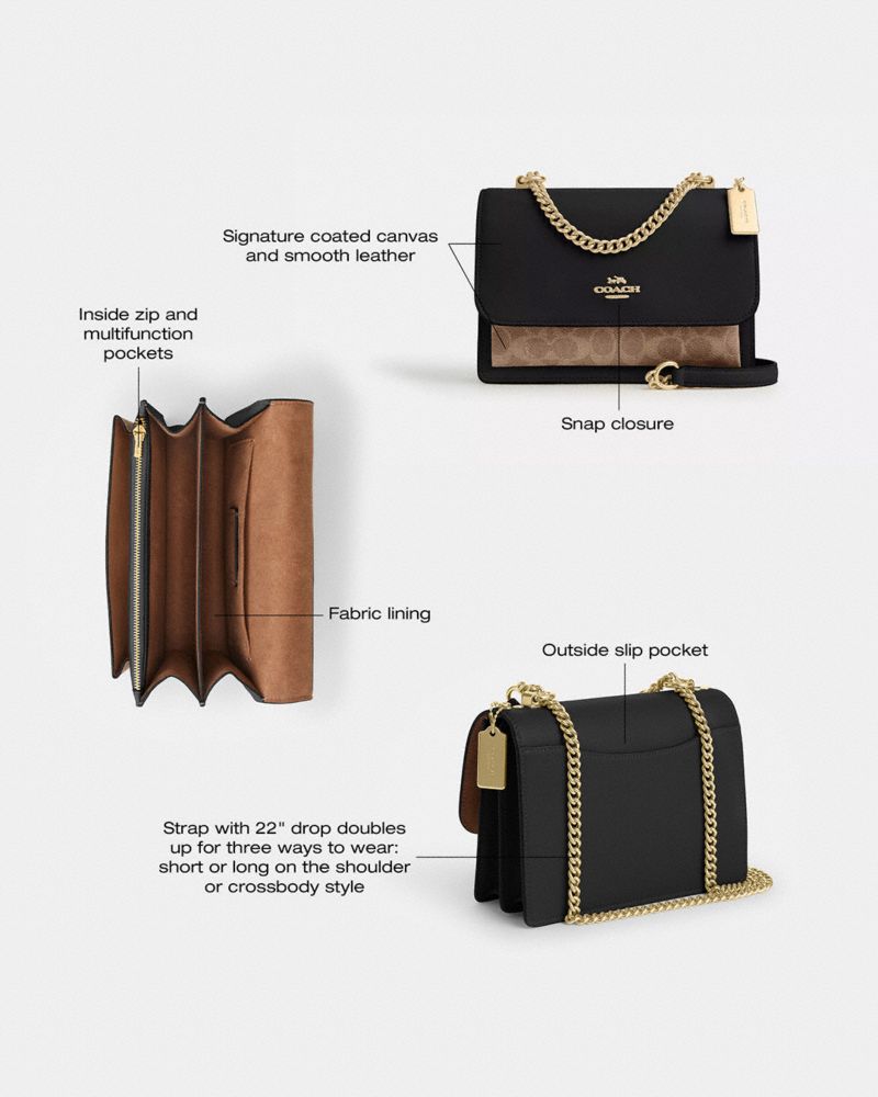 Coach Klare Crossbody Bag In Signature Canvas Gold Walnut Black