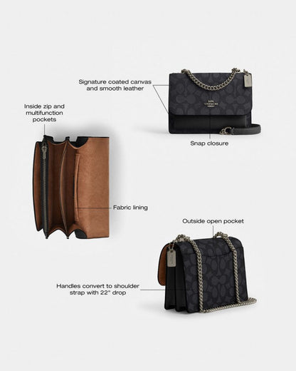 Coach Mini Klare Crossbody Bag In Signature Canvas Gold Walnut Black