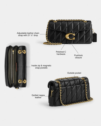 Coach Tabby Shoulder Bag 26 With Pillow Quilting Brass Black Currant