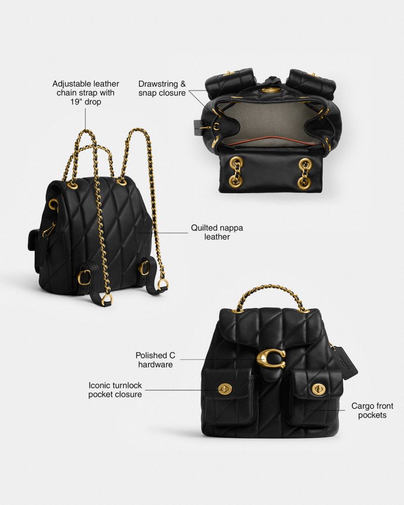 Coach Tabby Backpack With Pillow Quilting Brass Black