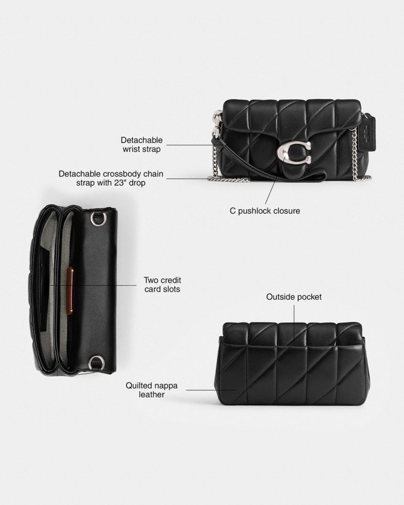 Coach Tabby Crossbody Wristlet With Pillow Quilting Silver Black