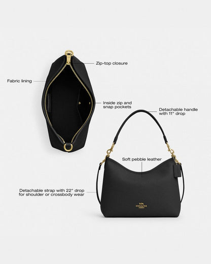 Coach Laurel Shoulder Bag Gold Black