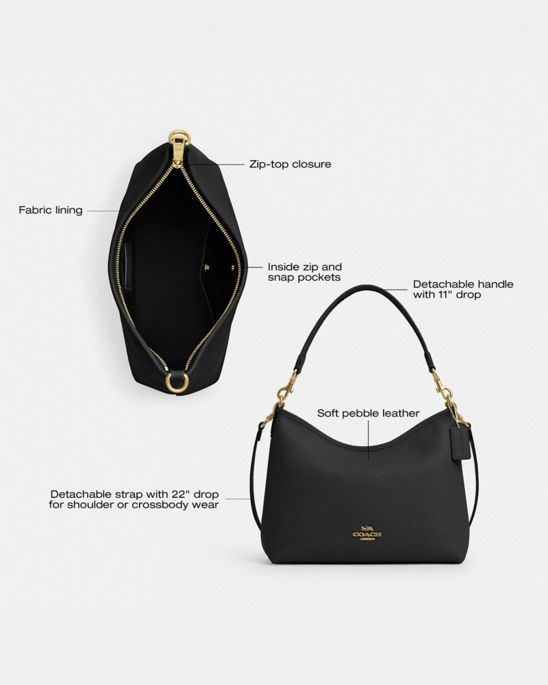 Coach Laurel Shoulder Bag Gold Black