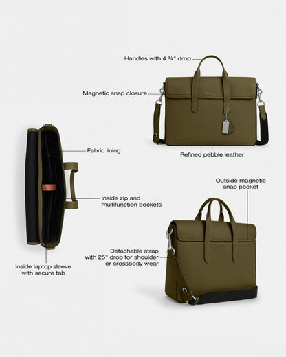Coach Sullivan Portfolio Brief Silver Olive