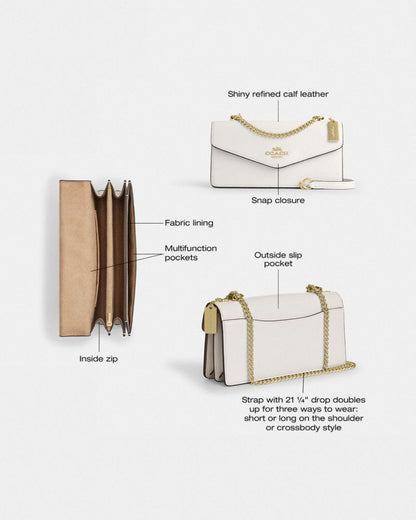 Coach Klare Envelope Crossbody Bag Gold Chalk