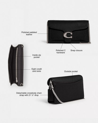 Coach Tabby Chain Clutch Silver Black