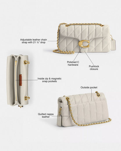 Coach Tabby Shoulder Bag 26 With Pillow Quilting Brass Chalk