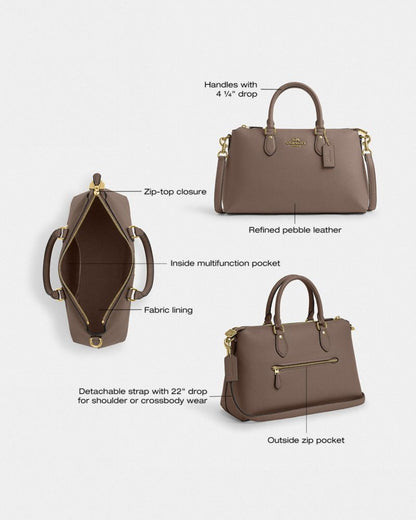 Coach Georgia Satchel Bag Gold Dark Stone