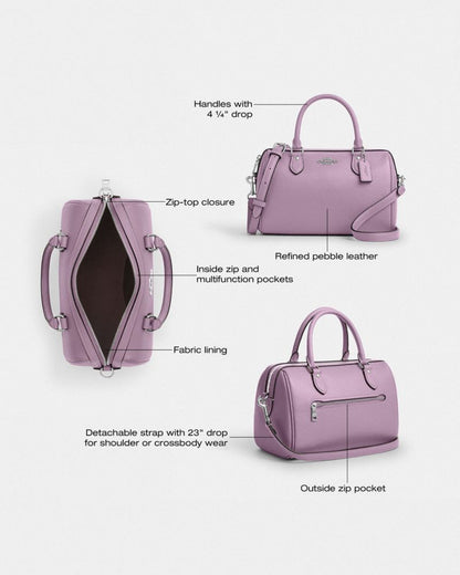 Coach Rowan Satchel Bag Silver Jasmine