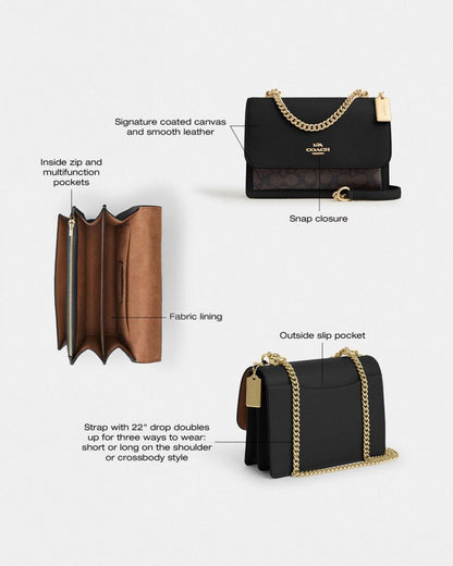 Coach Klare Crossbody Bag In Signature Canvas Gold Walnut Black