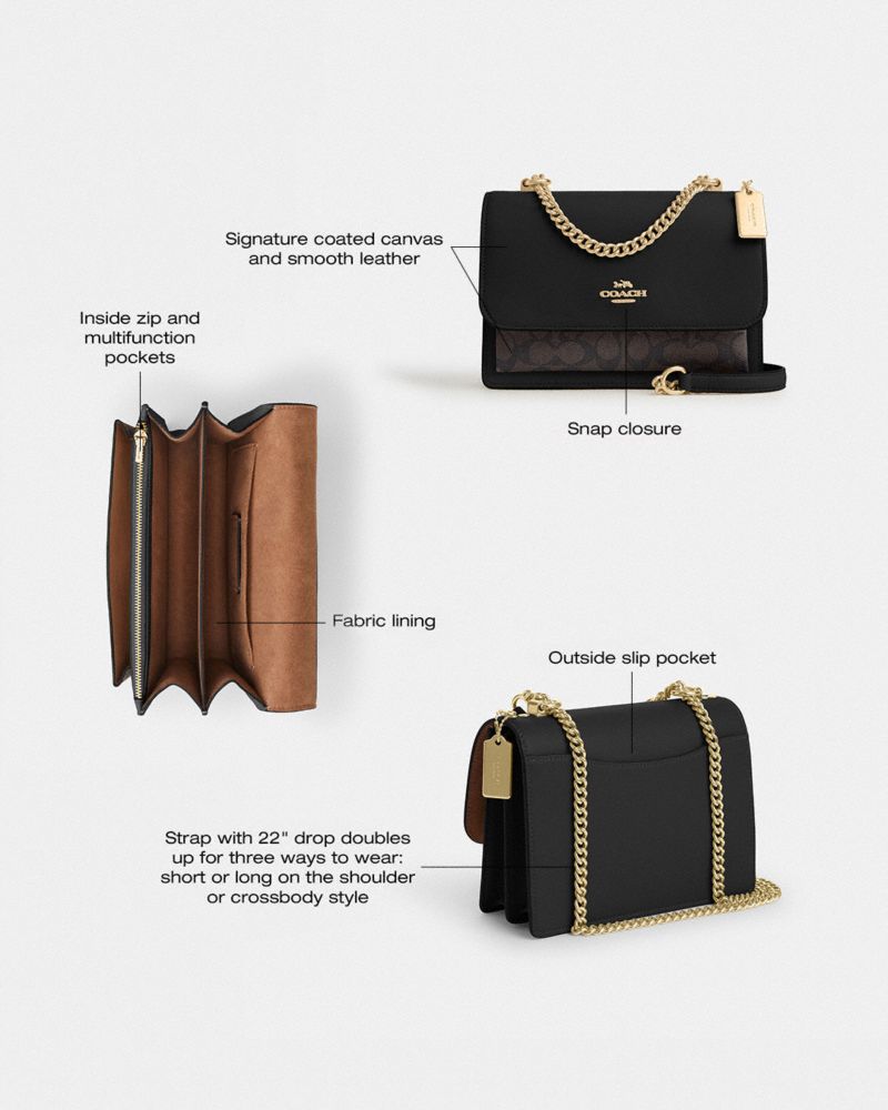 Coach Klare Crossbody Bag In Signature Canvas Gold Walnut Black