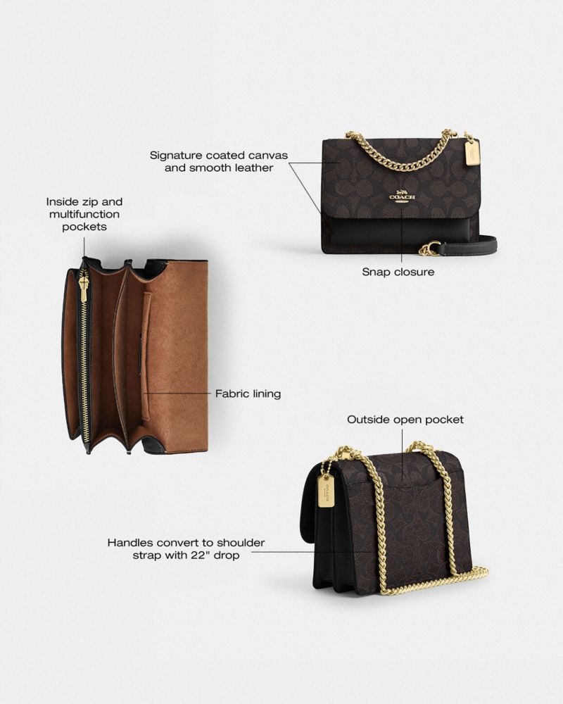 Coach Mini Klare Crossbody Bag In Signature Canvas Gold Walnut Black