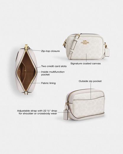 Coach Mini Jamie Camera Bag In Signature Canvas Gold White Chalk