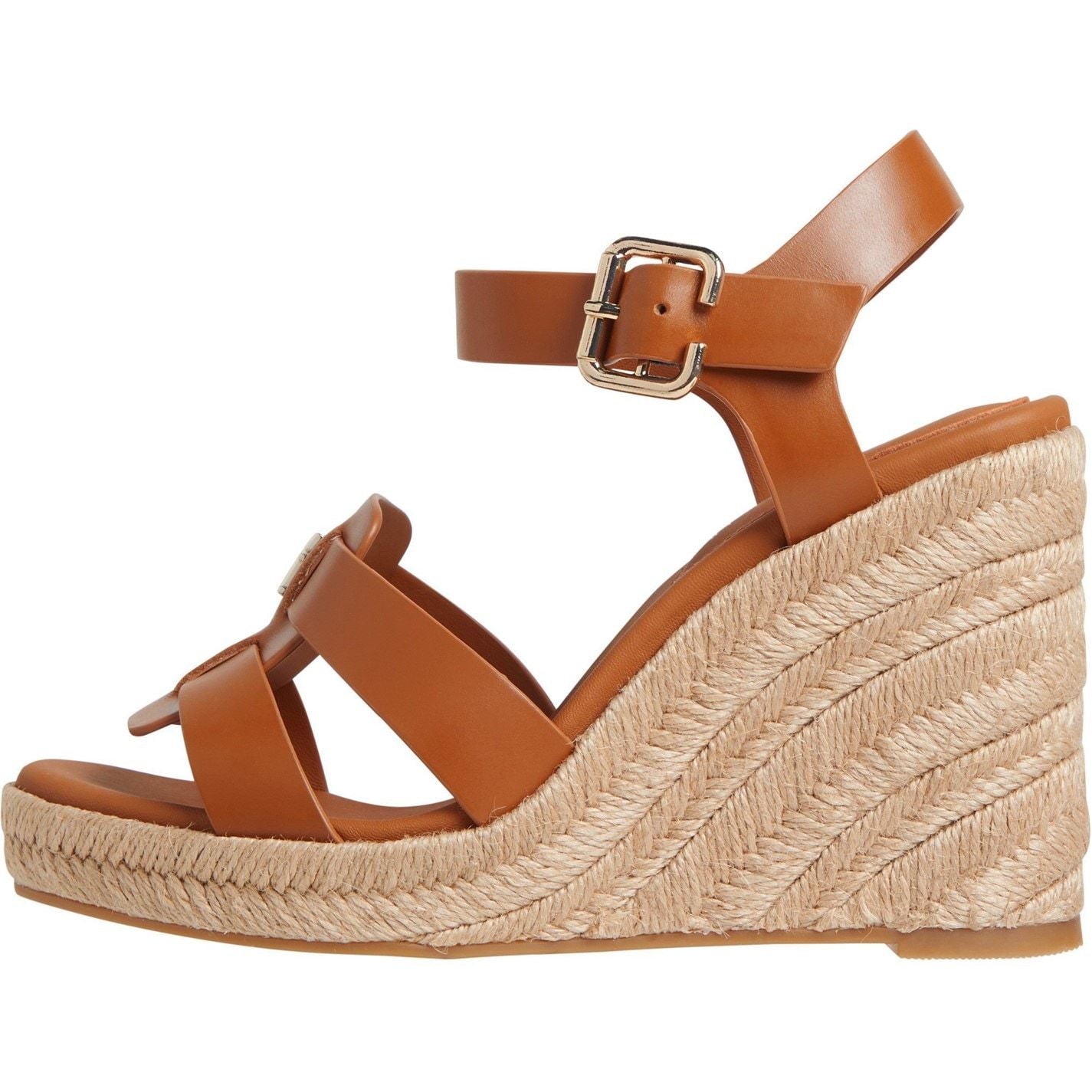  Espadrille Wedge Sandals Cognac Brown