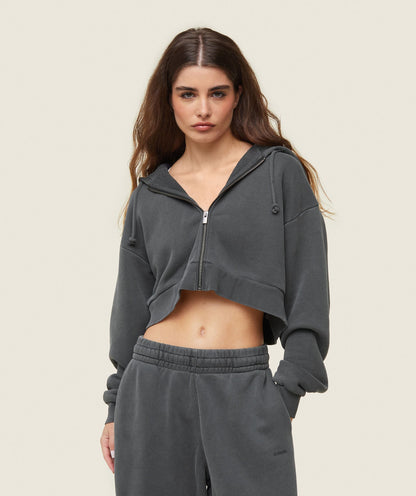 Women's Gymshark Everywear Cropped Zip Hoodie Black