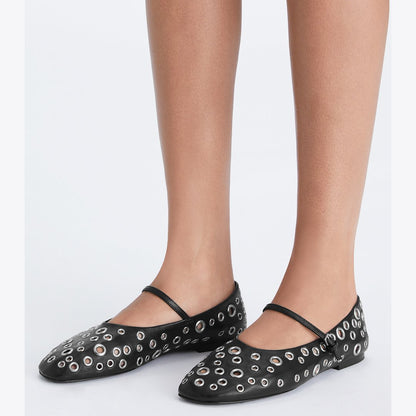 Tory Burch Eyelet Mary Jane Ballet PERFECT BLACK