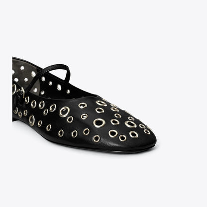 Tory Burch Eyelet Mary Jane Ballet PERFECT BLACK