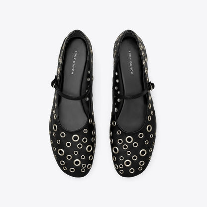 Tory Burch Eyelet Mary Jane Ballet PERFECT BLACK