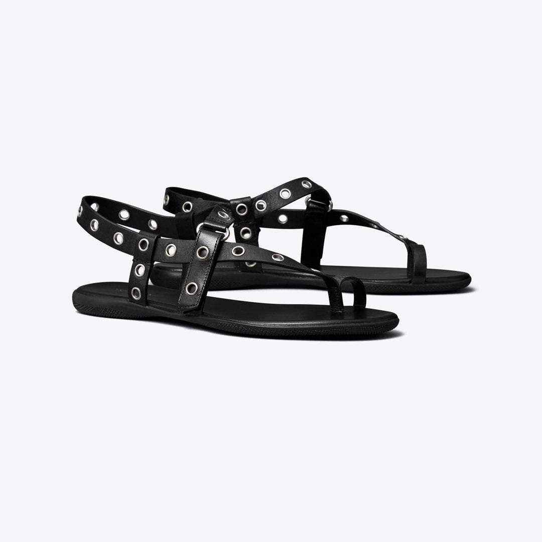 Tory Burch Eyelet Toe Ring Sandal PERFECT BLACK