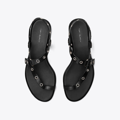 Tory Burch Eyelet Toe Ring Sandal PERFECT BLACK