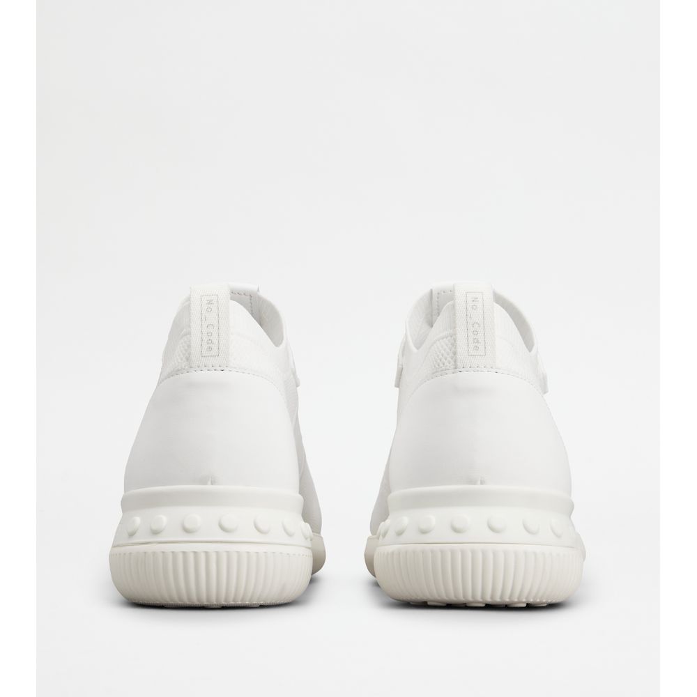 Tods No_Code Knit In Technical Fabric And Leather White Mens