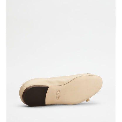 Tods Ballerinas In Leather Beige Womens