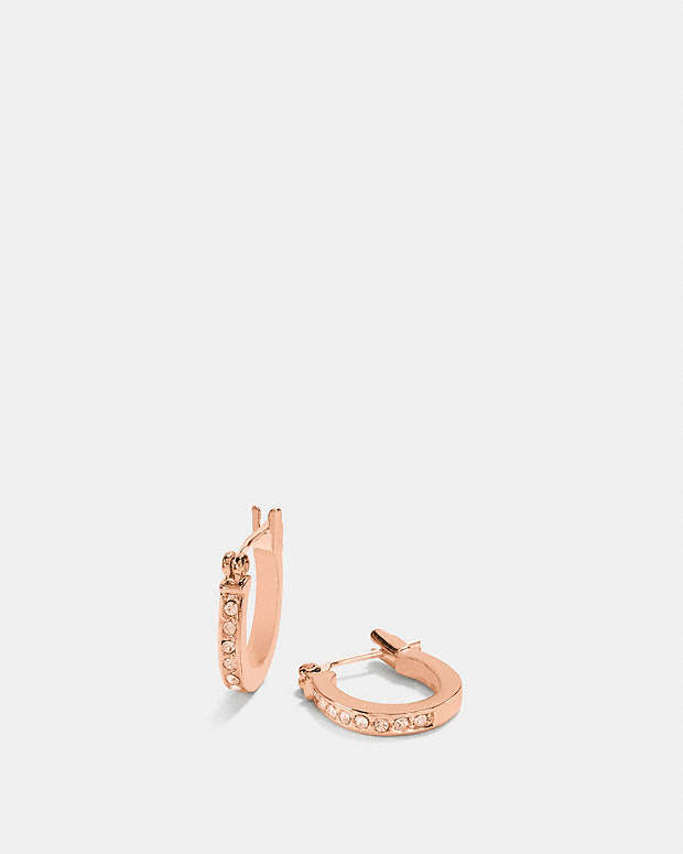 Pave Signature Huggie Earrings Rose Gold Rose Gold