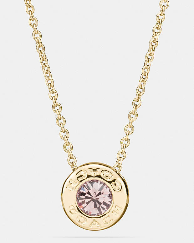 Open Circle Stone Necklace Gold Gold