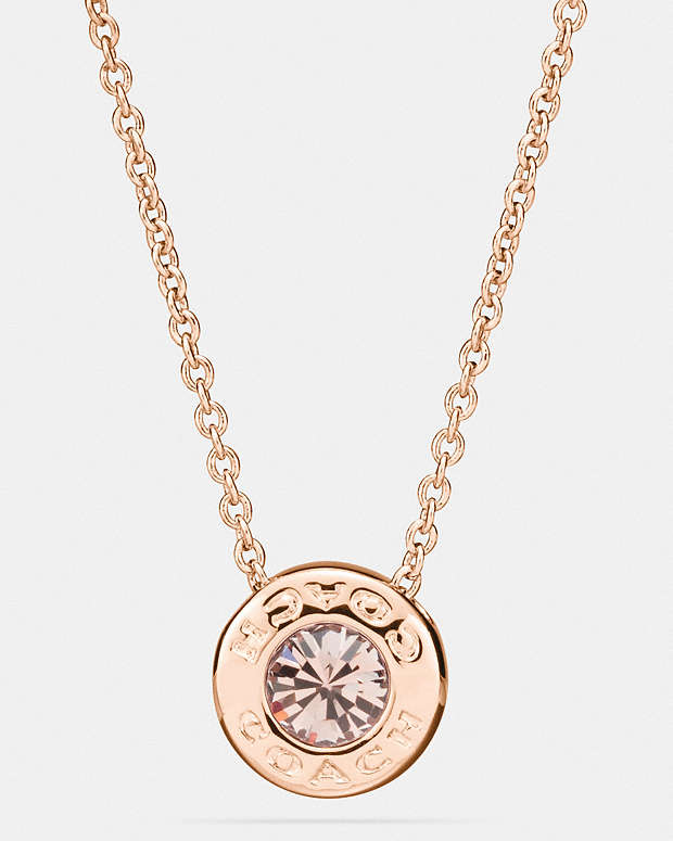 Open Circle Stone Necklace Rose Gold Rose Gold