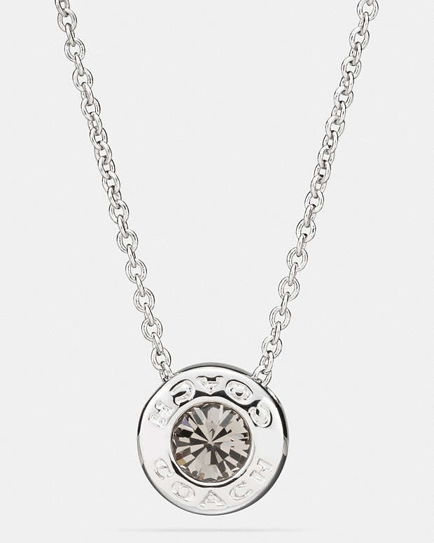 Open Circle Stone Necklace Silver Silver