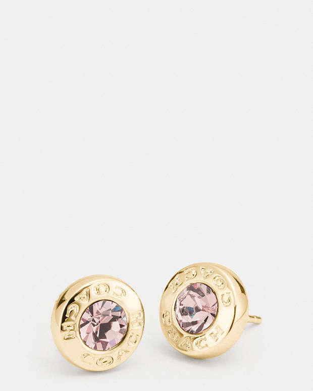 Coach Open Circle Stone Stud Earrings Gold – Kicks Machine