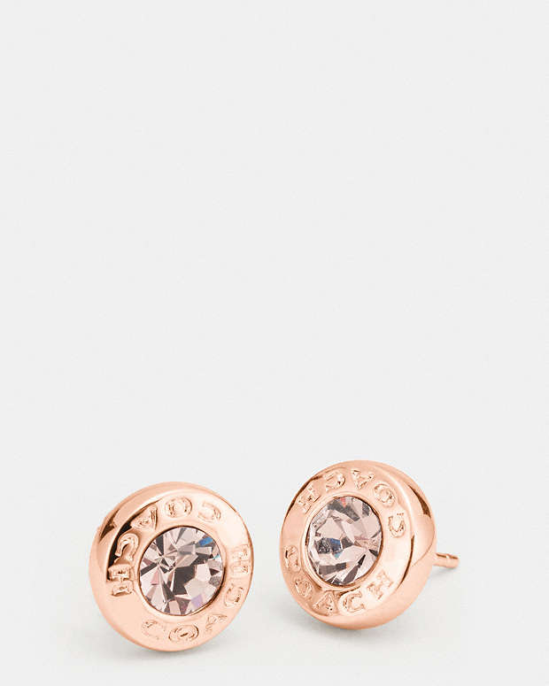 Open Circle Stone Stud Earrings Rose Gold Rose Gold