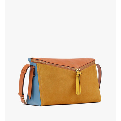 MCM Diamant 3D Shoulder Bag in Suede and Calf Leather