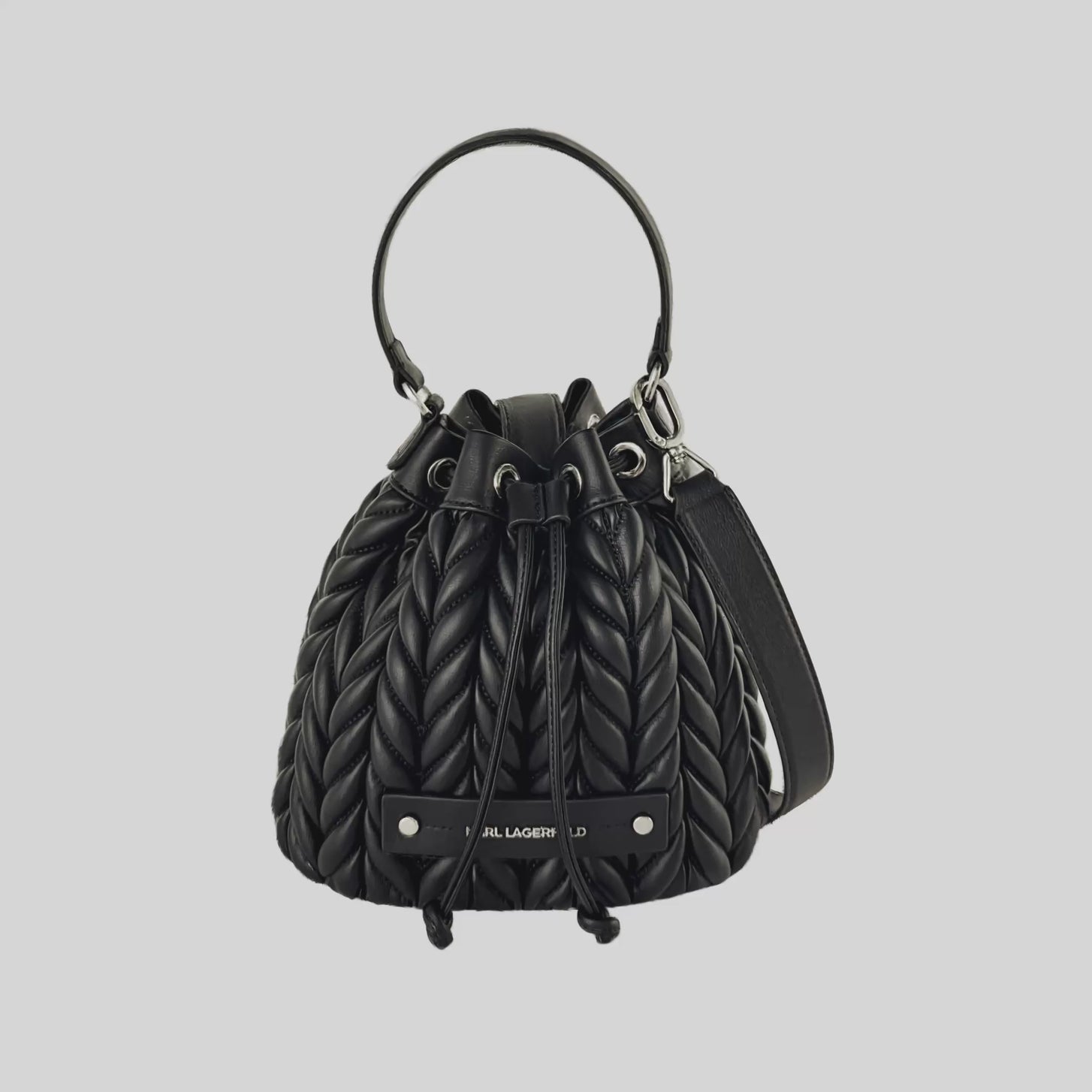KarlLagerfeld Kweave Bucket Bag Black-Nickel