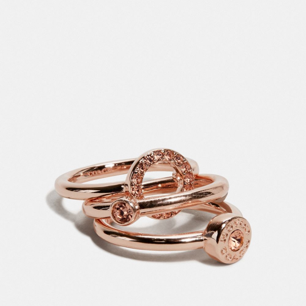 Coach Open Circle Halo Ring Set Rose Gold