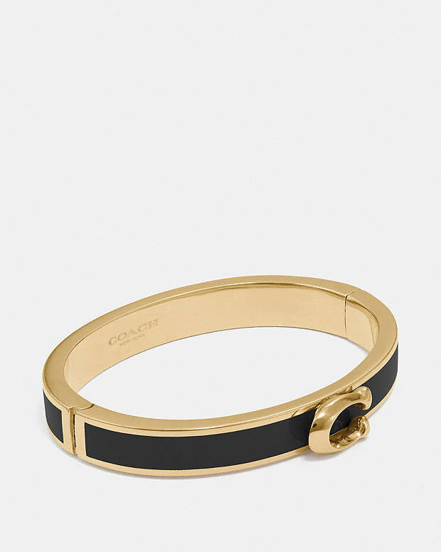 Signature Push Hinged Bangle Gold-Black Gold-Black