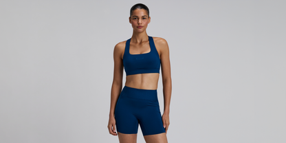 Bandit Womens Stamina V Square Neck Run Bra Ink Blue