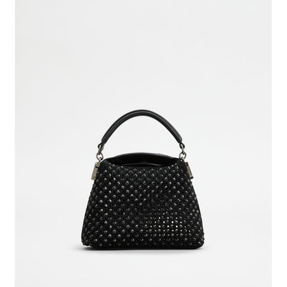 Tods T Case Tote Messenger Bag In Suede Micro Black